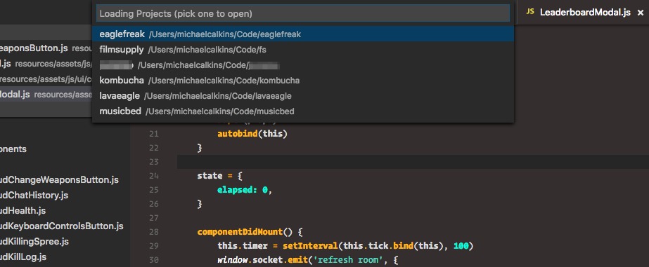 Visual Studio Code 项目管理器插件 Project Manager