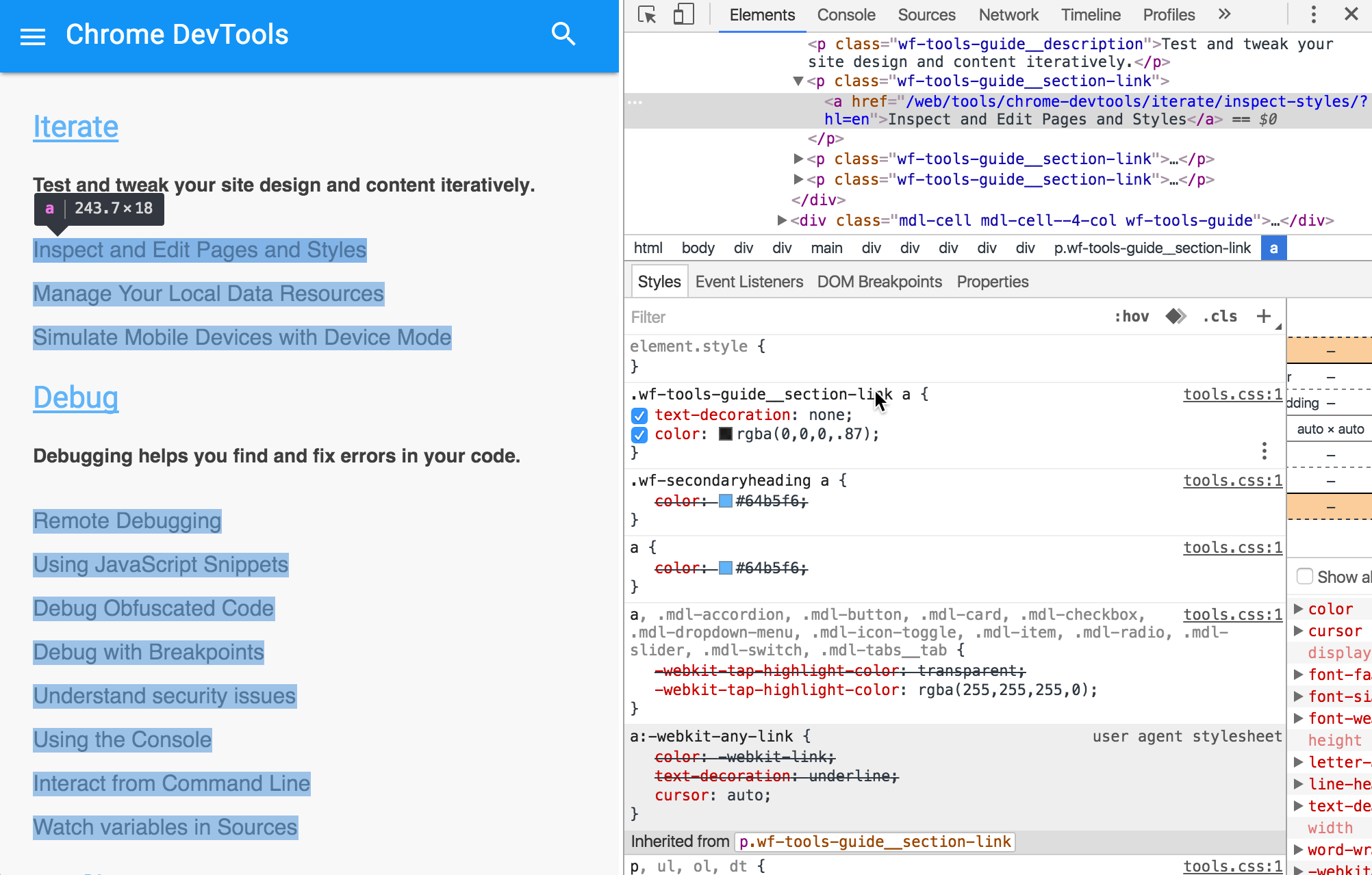 viewing elements affected by selector